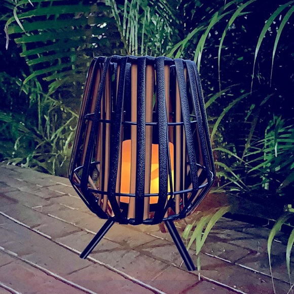 Candle lantern outdoor holder leather material brown and black